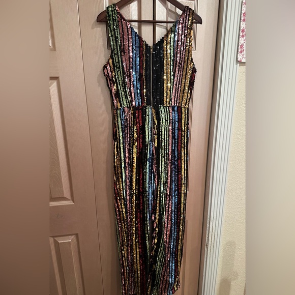 Hot & Delicious Vibrant Sequin Striped Pants - Picture 4 of 5